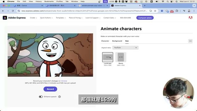 Adobe 语音动画设置界面
